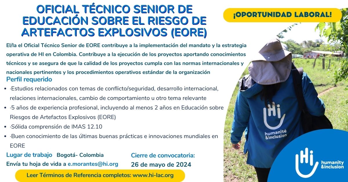 Oficial Técnico Senior de Educación sobre el Riesgo de Artefactos Explosivos (EORE)