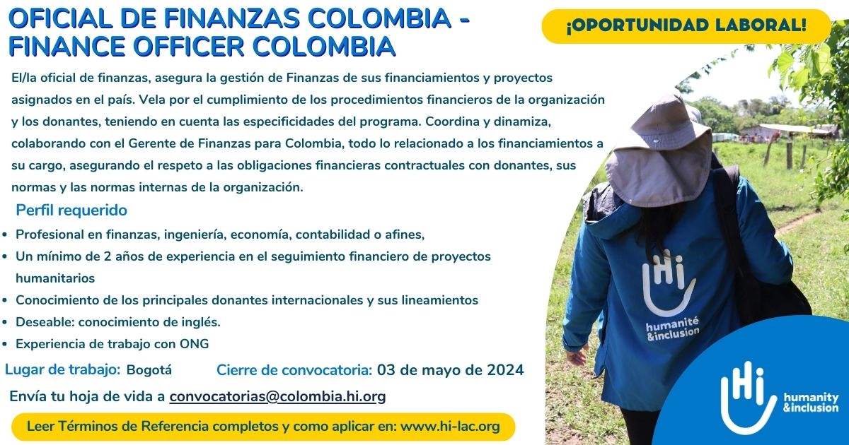 Convocatoria – Oficial de Finanzas Colombia