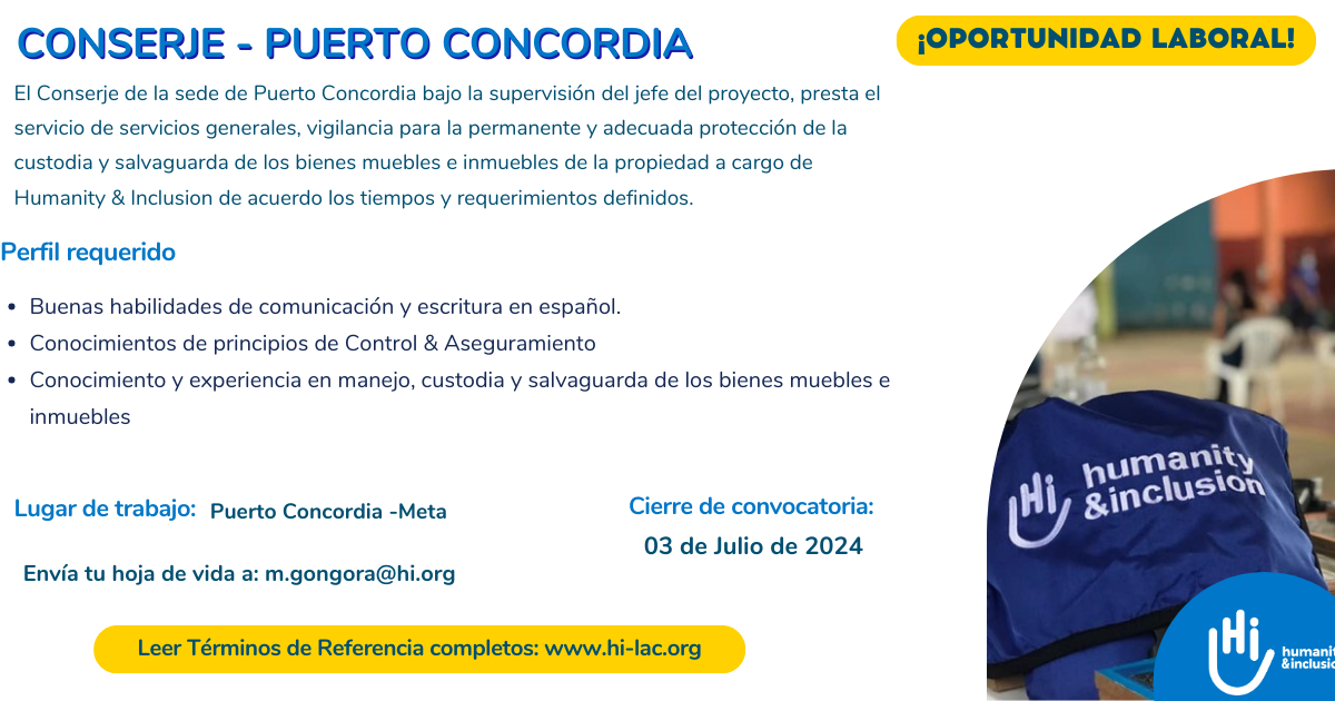 Conserje - Puerto Concordia, Meta