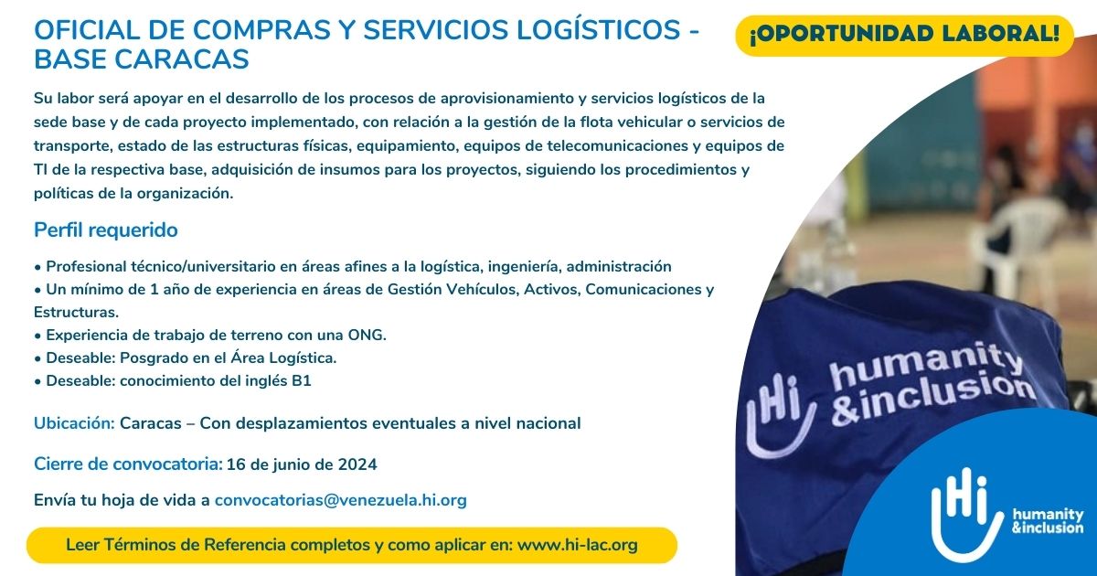 Oficial de Compras y Servicios Logísticos (Base Caracas)