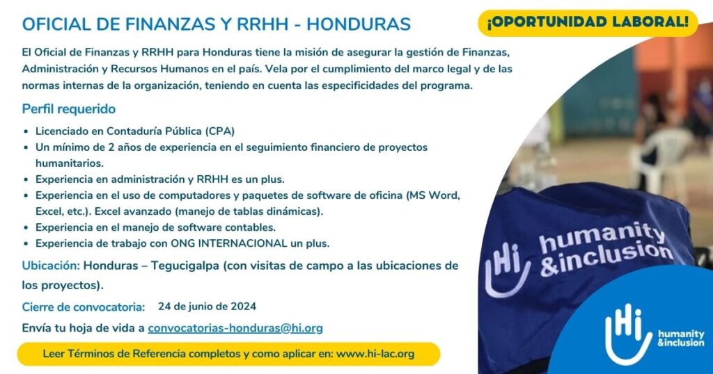 OFICIAL FINANZAS Y RRHH HONDURAS