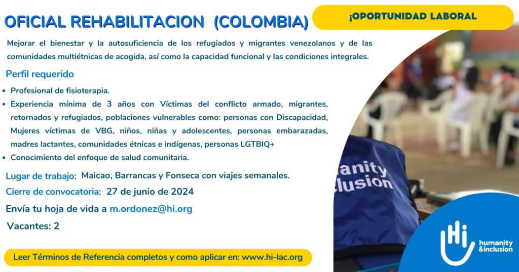 Oficial de rehabilitación Colombia