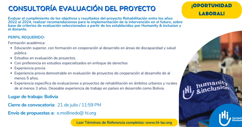 Servicios de consultoría Evaluación del proyecto