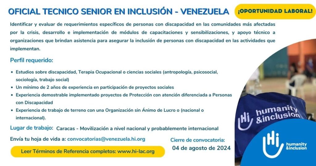 Oficial Técnico Senior de Inclusión Nacional _ Venezuela