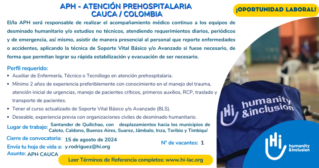 Atención Prehospitalaria - APH, Cauca