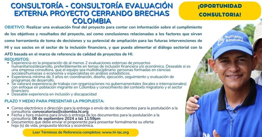 Consultoría Evaluación externa proyecto Cerrando Brechas Colombia