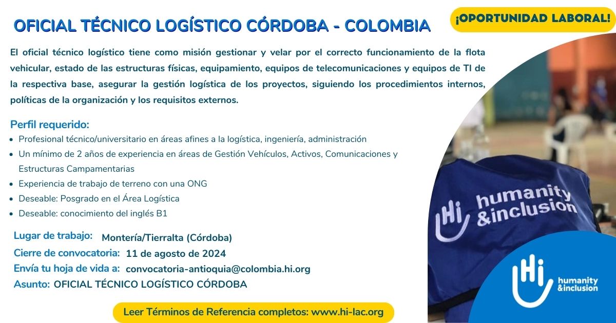 Convocatoria Oficial Técnico Logístico Córdoba