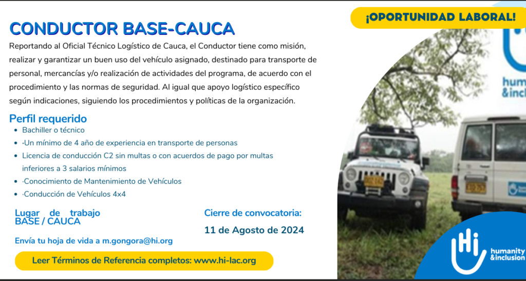 TDR DEL CARGO - Conductores Cauca