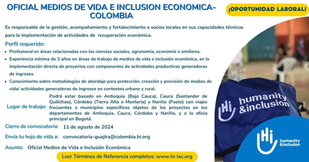 Oficial de Medios de Vida e Inclusión económica