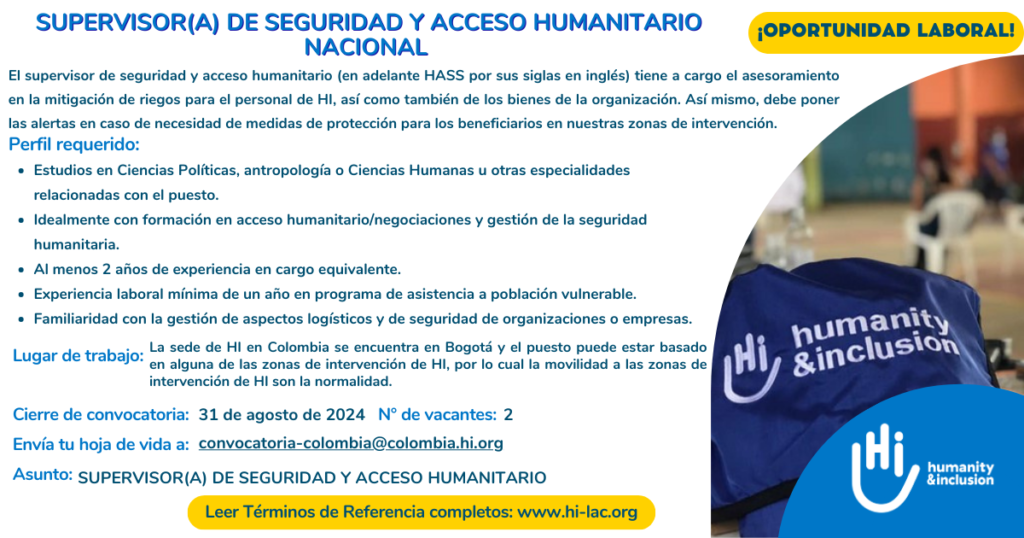 Supervisor/a de Seguridad y Acceso Humanitario - Colombia