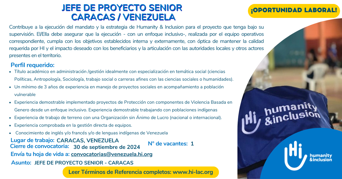 Jefe de Proyecto Senior - Caracas, Venezuela