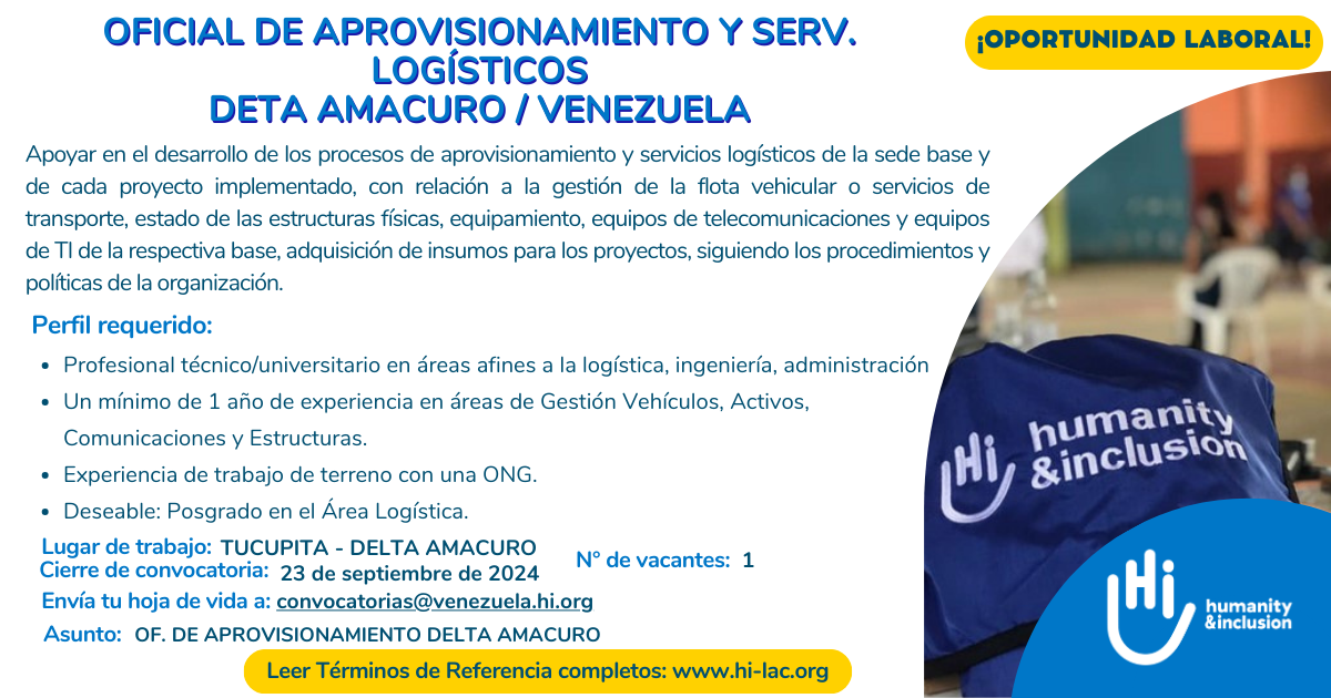 Oficial de Aprovisionamiento - Delta Amacuro, Venezuela