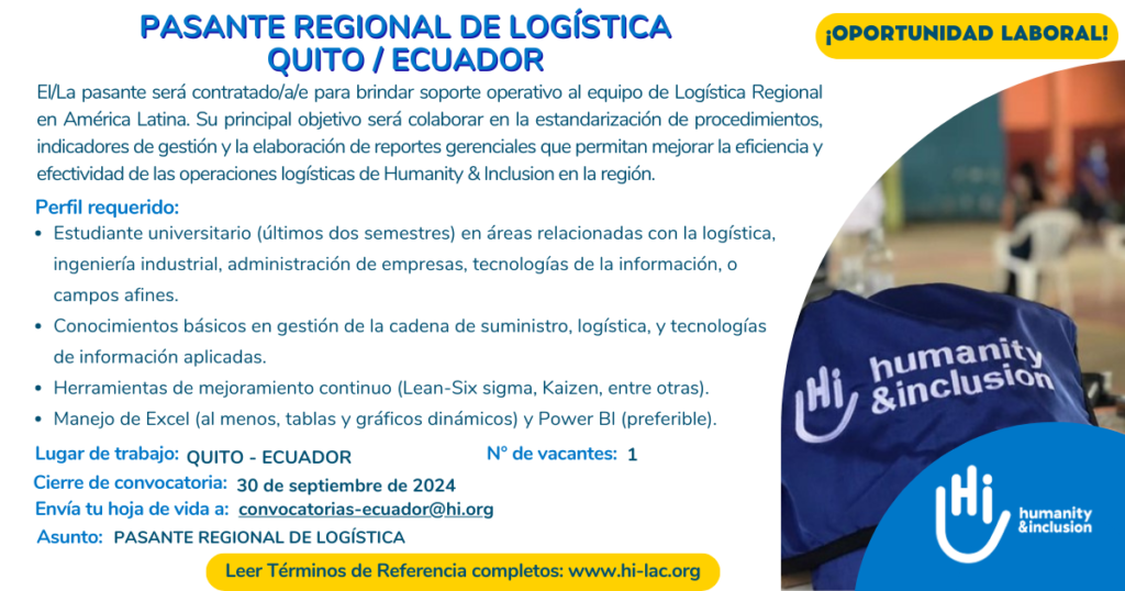 Pasante Regional de Logística - Quito, Ecuador