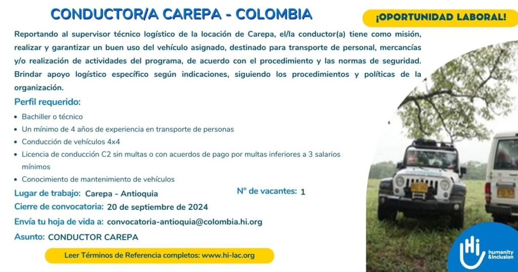 Conductor – Carepa, Antioquia, Colombia