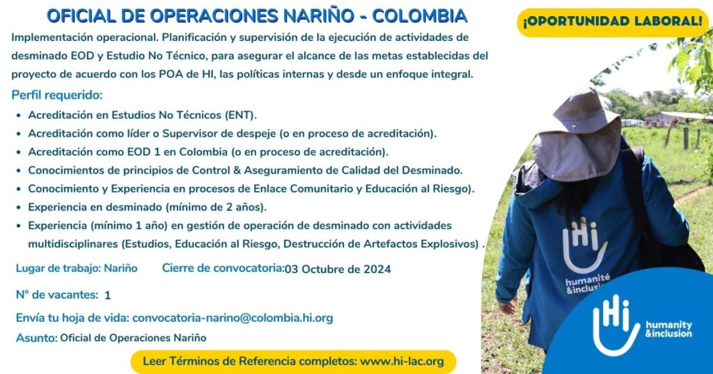 Oficial de Operaciones - Nariño, Colombia