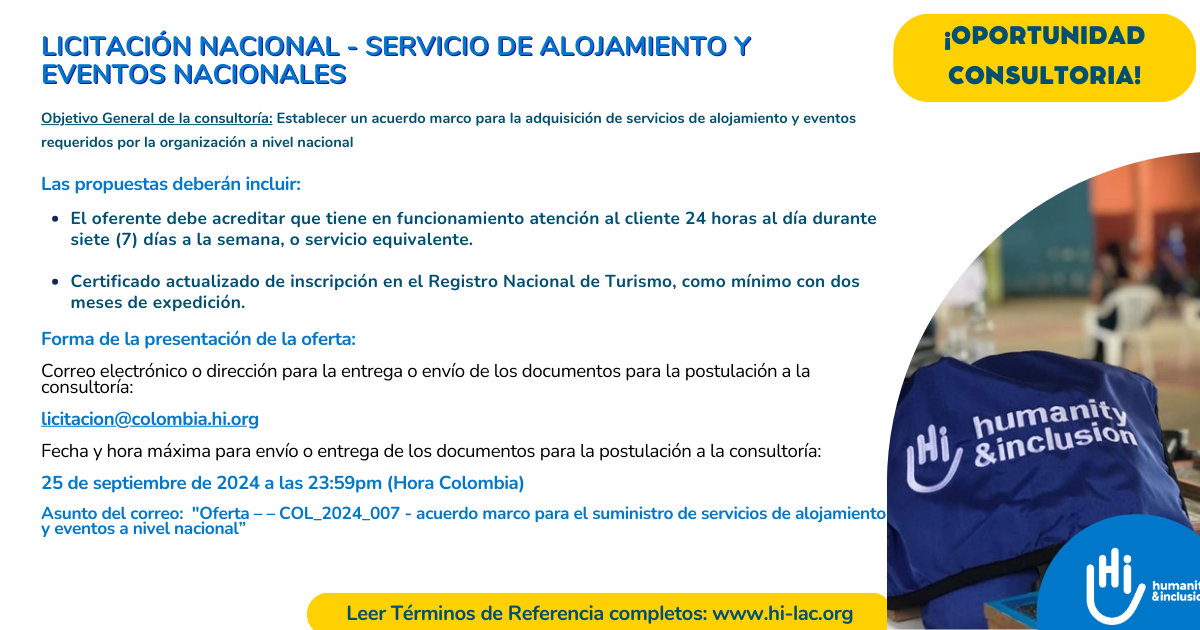 Licitación Servicio de Alojamiento y eventos Nacionales