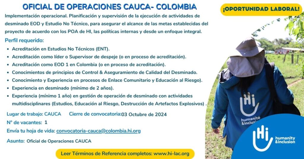 Oficial de Operaciones - Cauca, Colombia