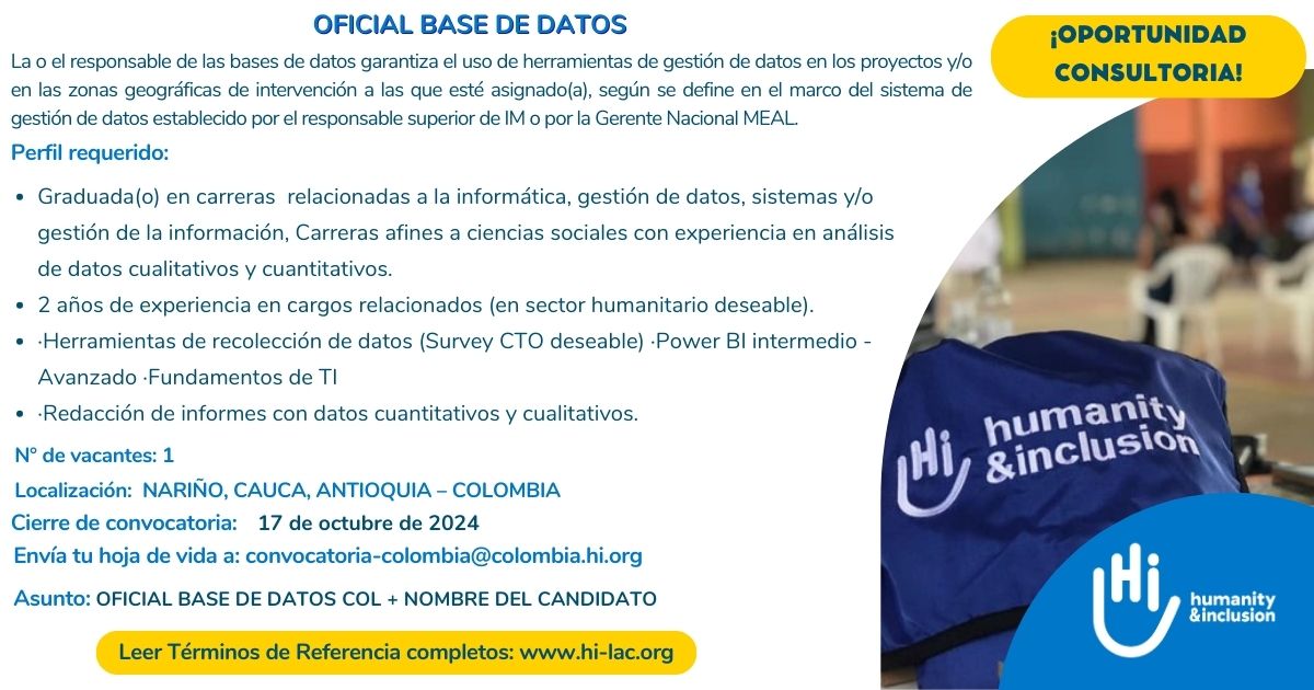 Oficial de Base de Datos – Colombia