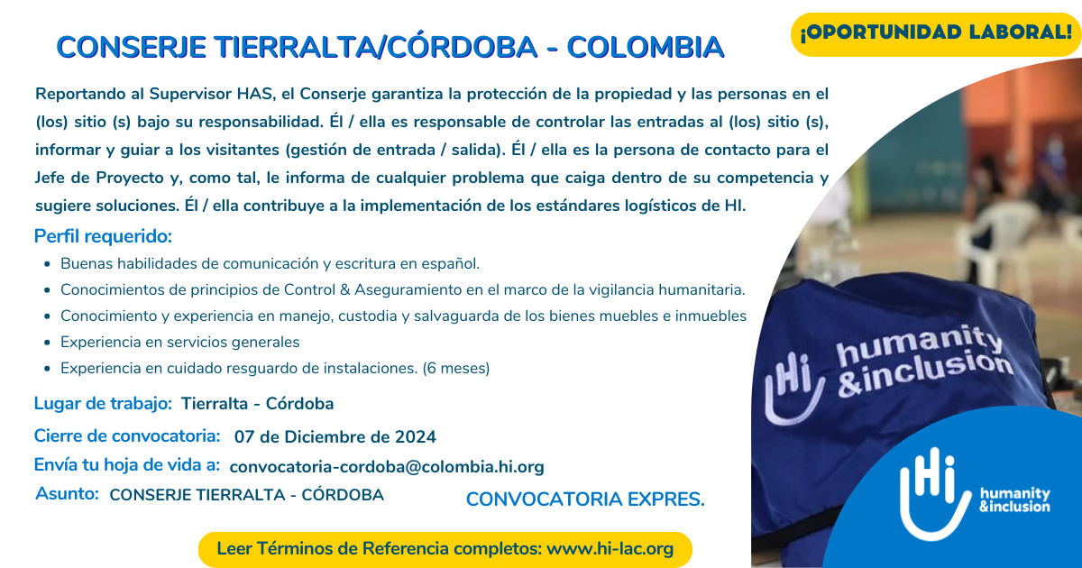 Conserje - Tierralta, Córdoba, Colombia