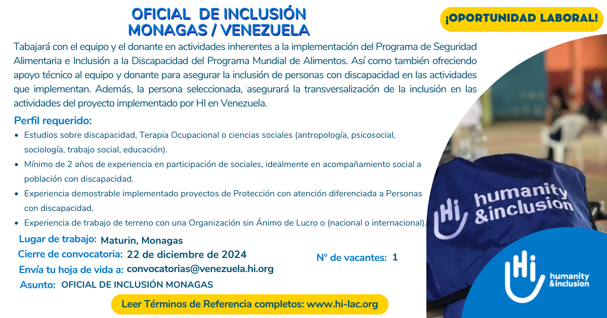 Oficial de Inclusión - Monagas, Venezuela