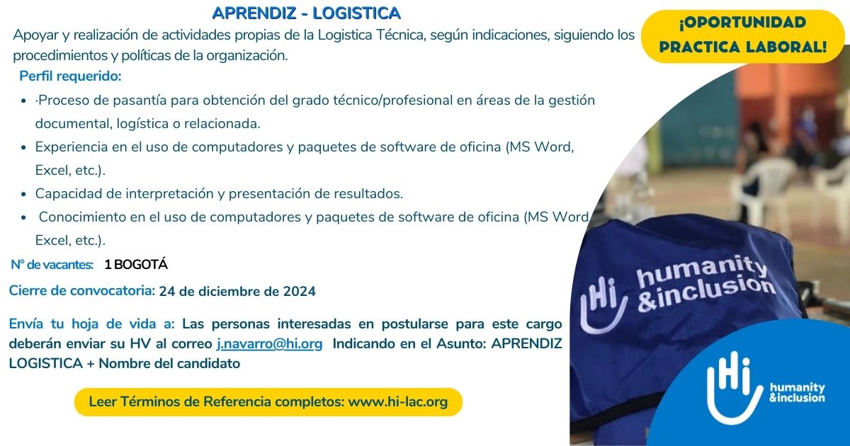 Aprendiz logística - Bogotá, Colombia