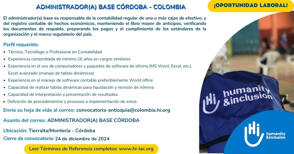 Administrador/a – Córdoba, Colombia