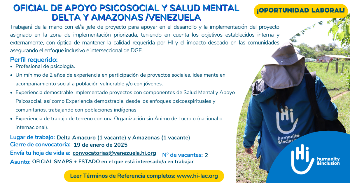 Oficial de Salud Mental y Apoyo Psicosocial - Venezuela