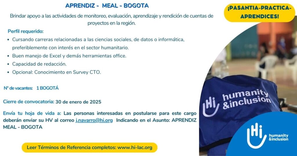 Aprendiz de Monitoreo y Evaluación, MEAL - Colombia