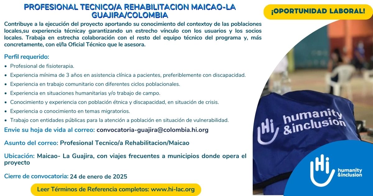 Profesional Técnico en Rehabilitación - Maicao, La Guajira, Colombia