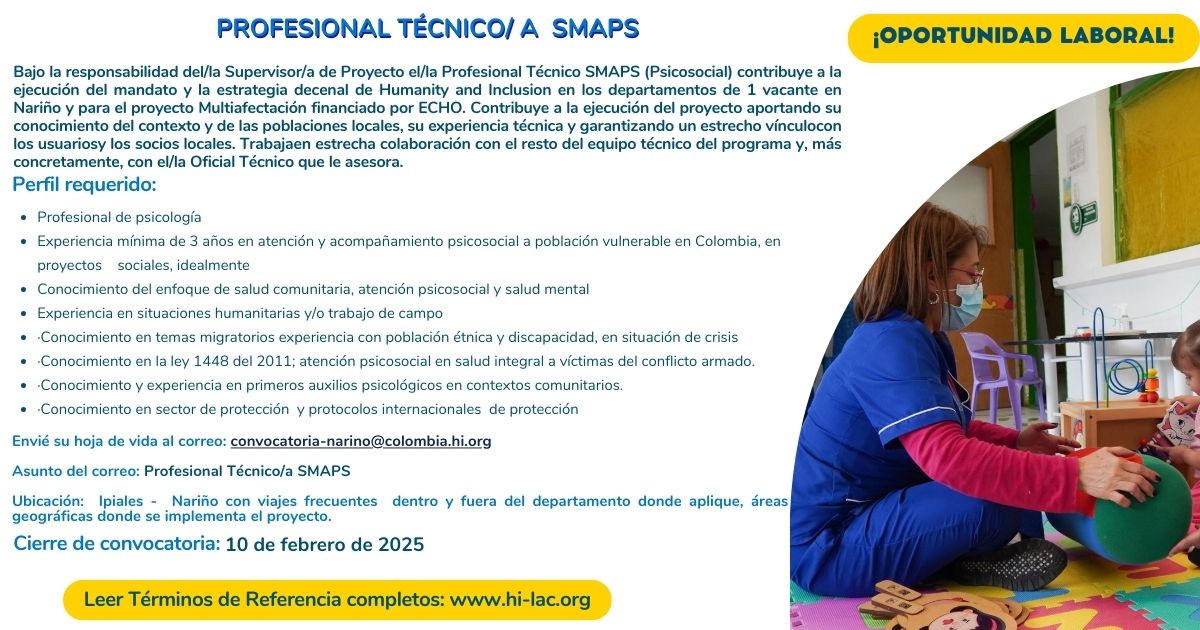 Profesional Técnico SMAPS - Ipiales, Nariño, Colombia