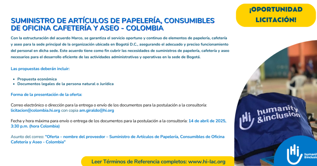 Suministro de Artículos de Papelería, Consumibles de Oficina Cafetería y Aseo - Colombia