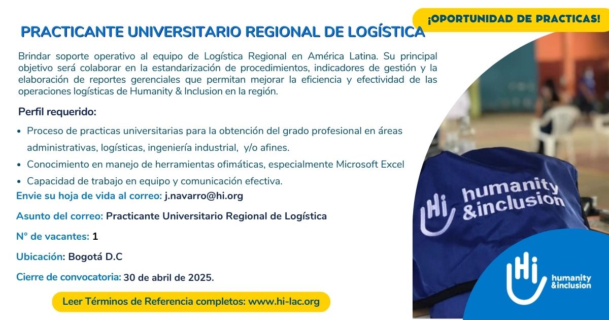 Practicante Universitario de Logística - Regional, América Latina y El Caribe