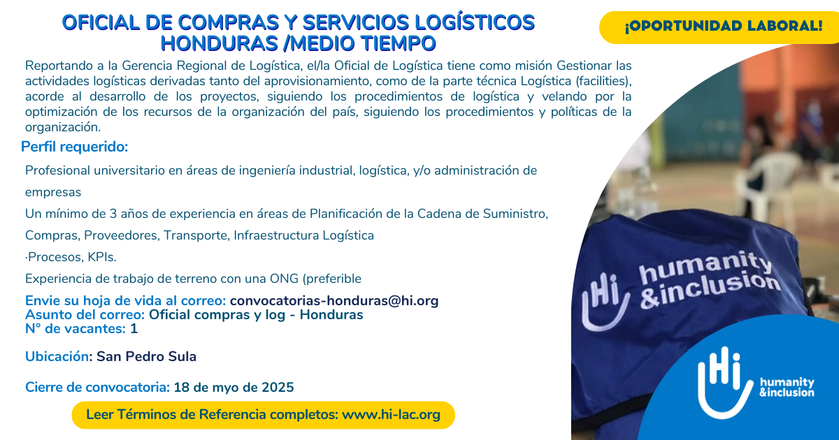 Oficial de Compras y Servicios Logísticos - Honduras