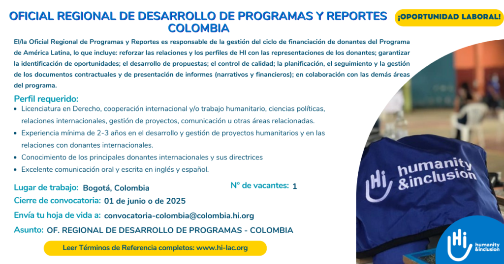 Oficial Regional de Desarrollo de Programas y Reportes - Colombia