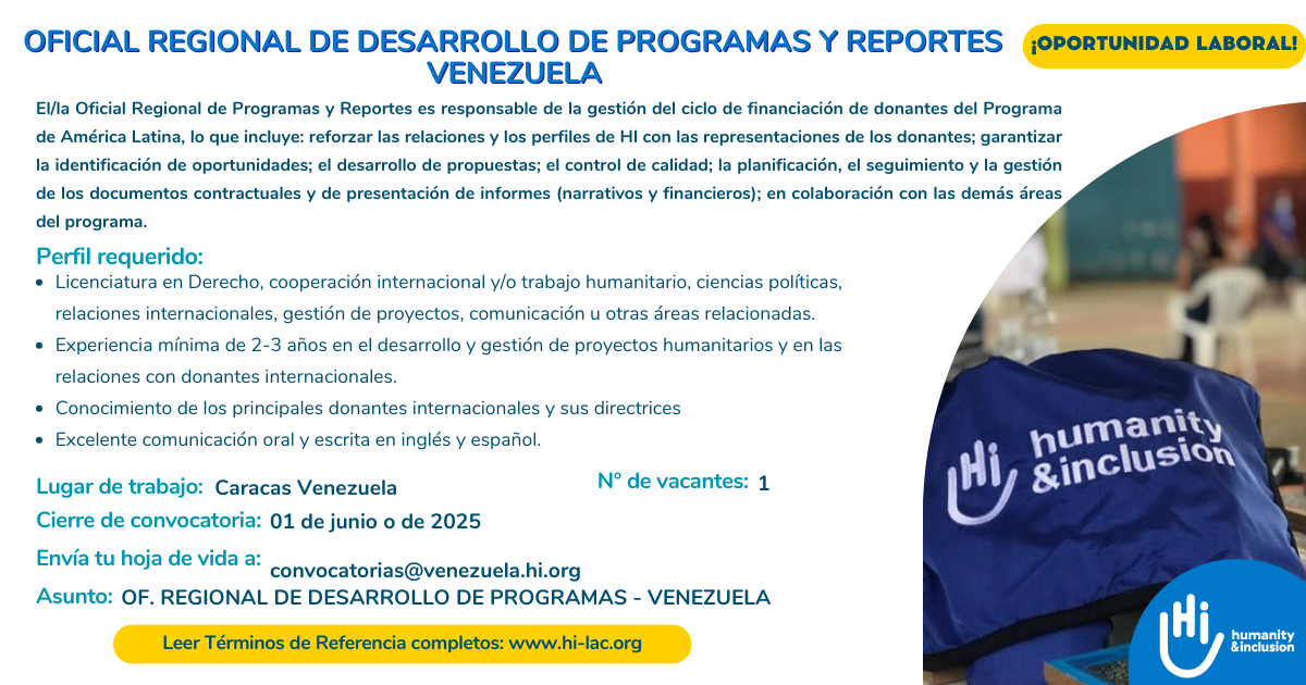 Oficial Regional de Desarrollo de Programas y Reportes - Venezuela