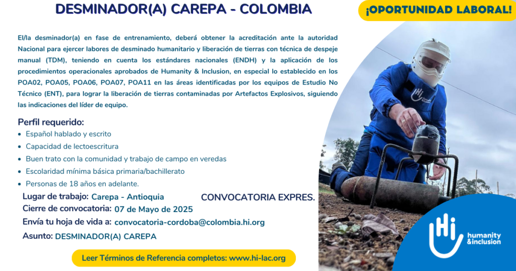 Desminador/a - Carepa, Antioquia, Colombia