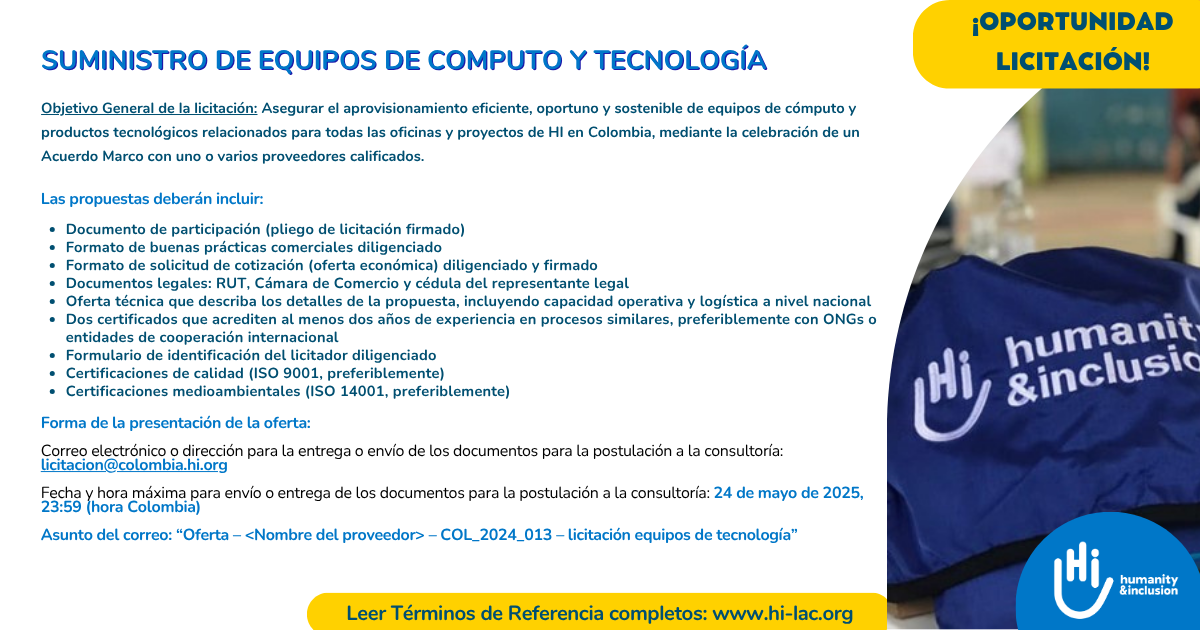 Licitación COL_2025_013 / Suministro de equipos de computo y tecnología