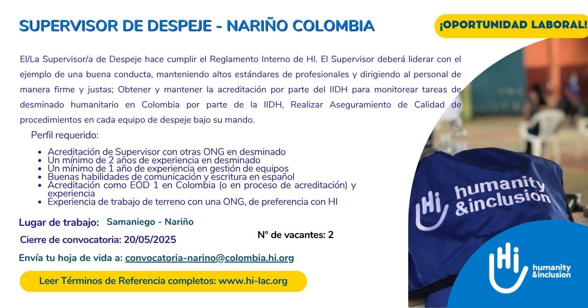 Supervisor de Despeje - Nariño, Colombia