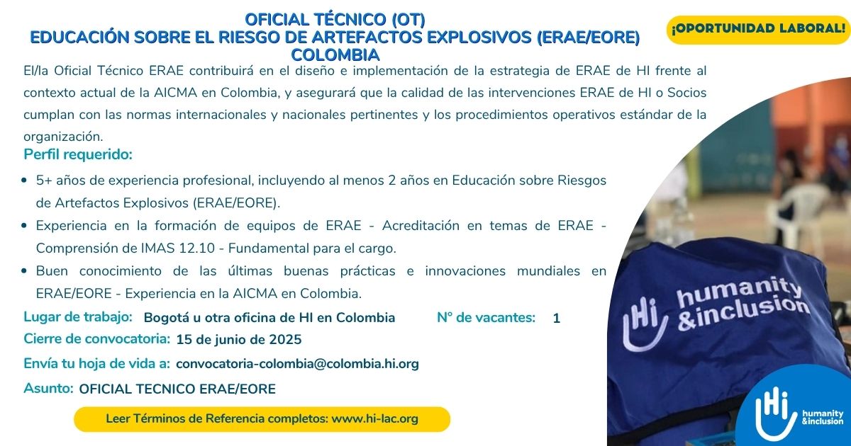 Oficial Técnico Educación sobre el Riesgo de Artefactos Explosiv