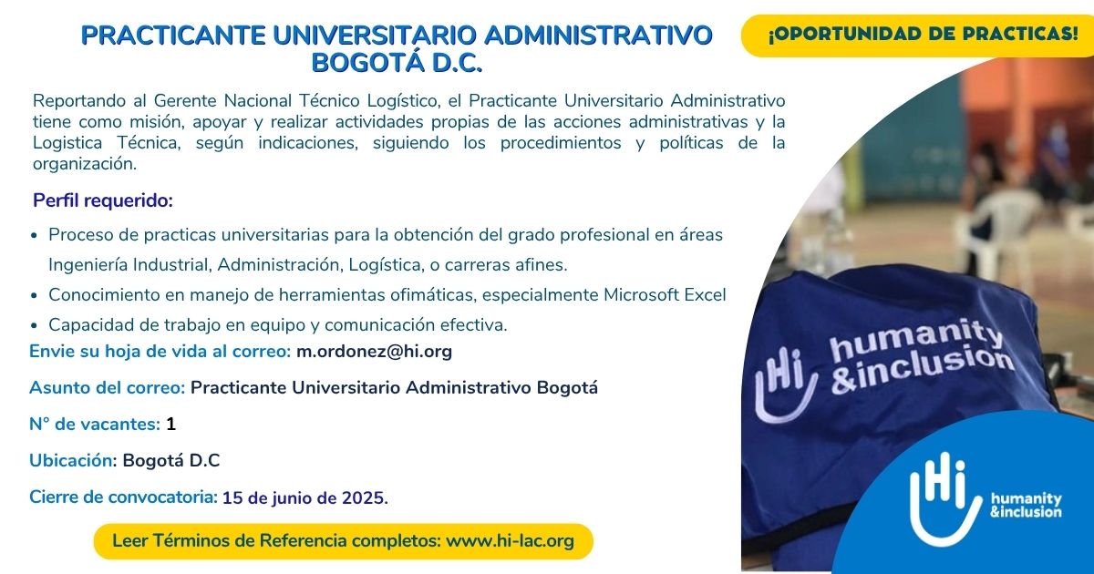 Practicante universitario Administrativo - Bogotá, Colombia
