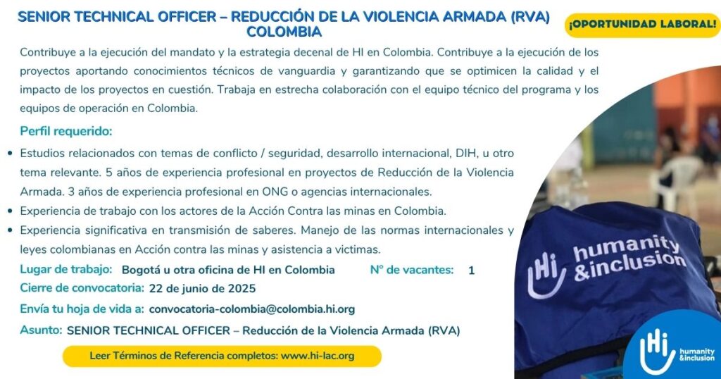 Senior Tecnichal Officer / Reducción de la Violencia Armada (RVA)