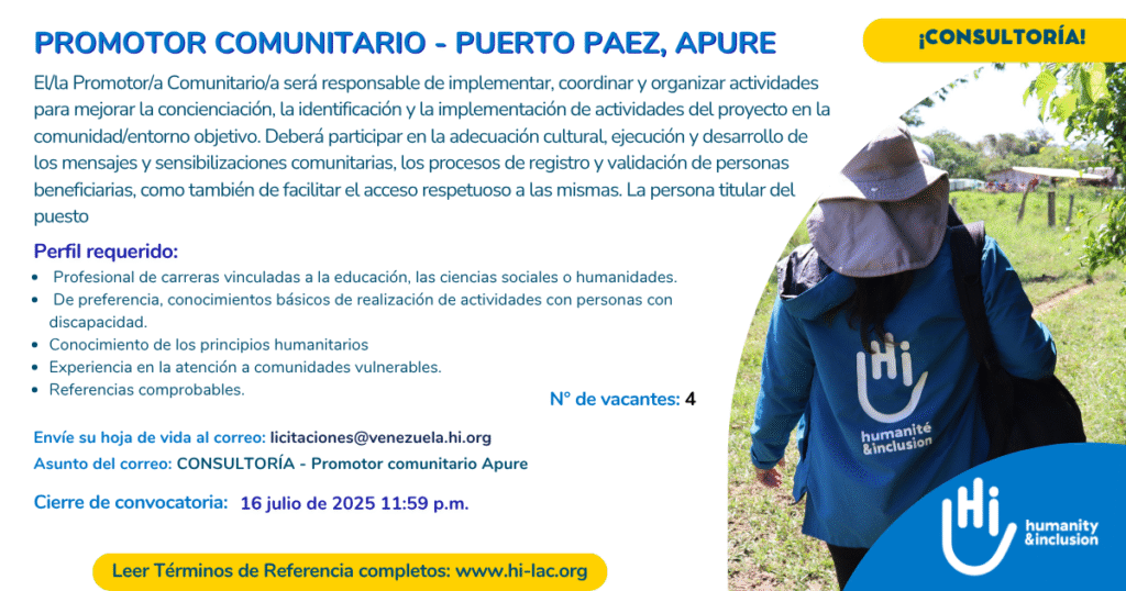 Promotor/a Comunitario - Puerto Páez, Apure, Venezuela