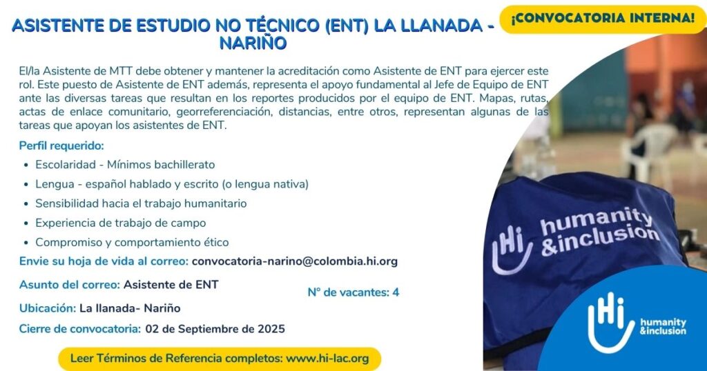 Asistente de Estudio no Técnico - La Llanada, Nariño