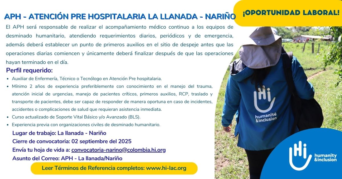 Atención Prehospitalaria (APH) - La Llanada, Nariño