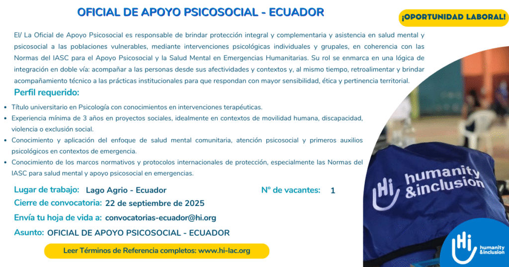 Oficial de Apoyo Psicosocial - Ecuador