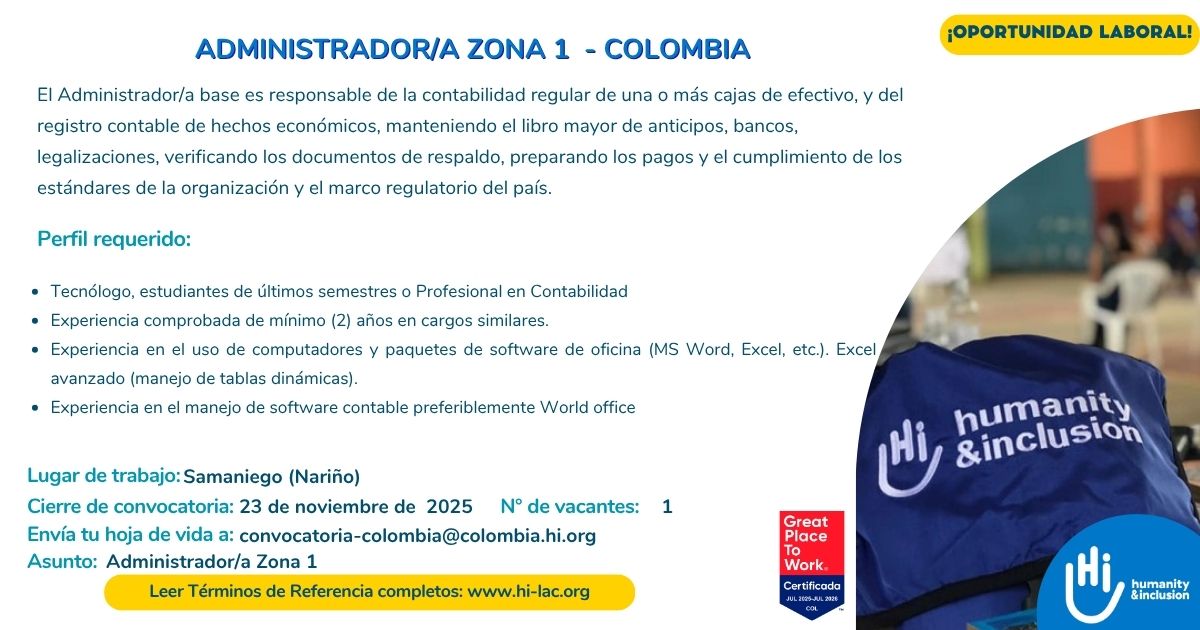 Administrador/a - Cauca, Nariño -Colombia