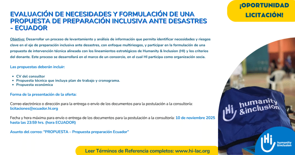 Evaluación de necesidades y Formulación de una propuesta de Preparación Inclusiva ante desastres - Ecuador