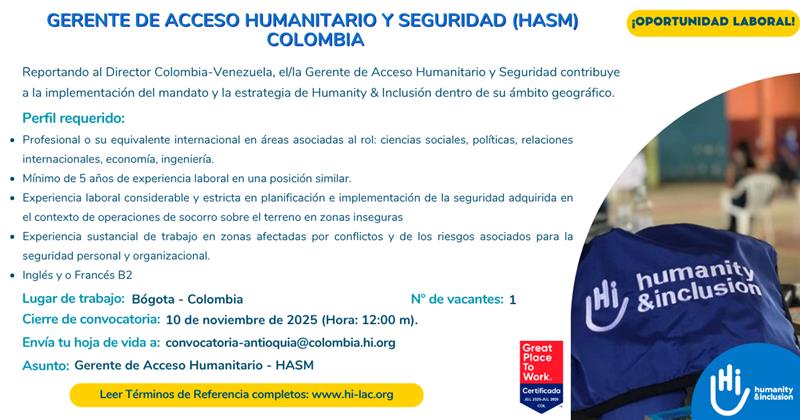 Gerente de Acceso Humanitario y Seguridad (HASM) - Colombia