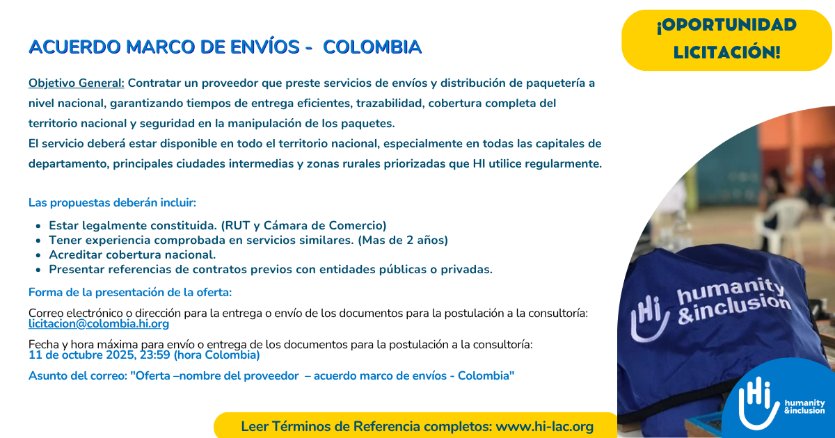 Acuerdo marco de envíos - Colombia