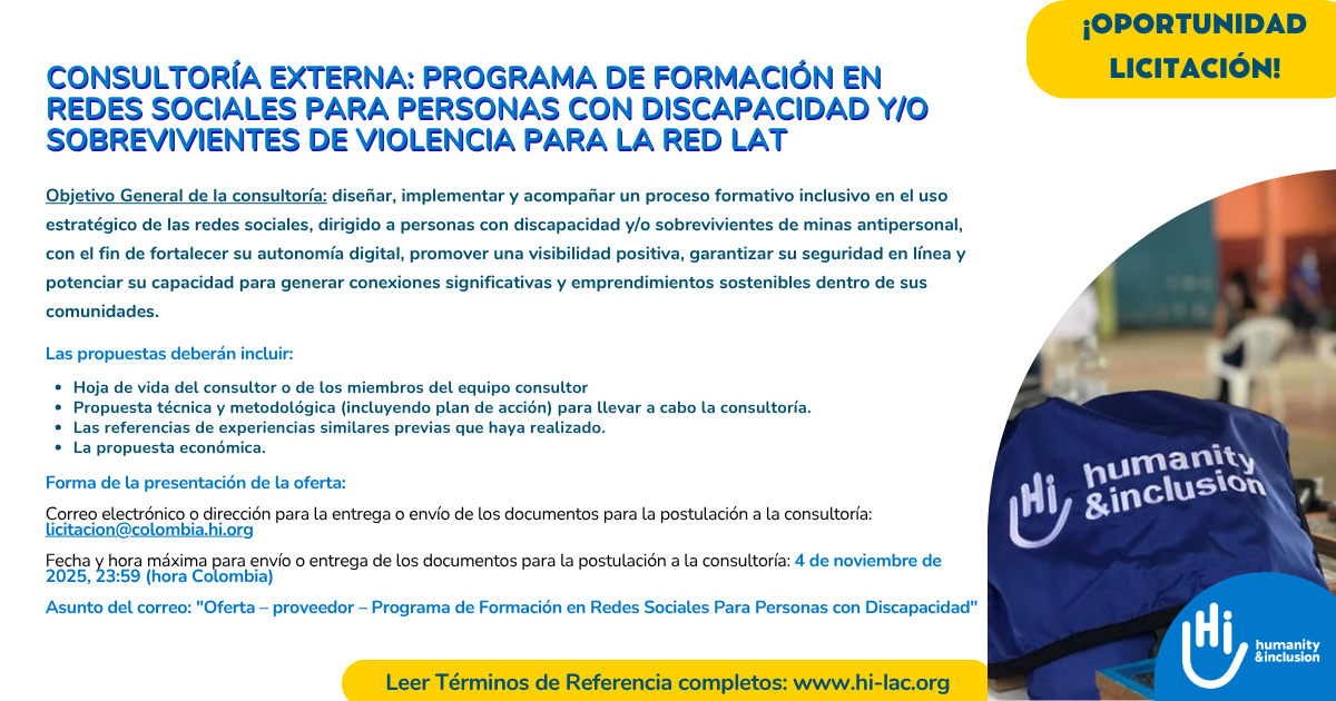 Consultoría Externa: Programa de Formación en Redes Sociales Para Personas con Discapacidad y/o Sobrevivientes de Violencia para la RED LAT